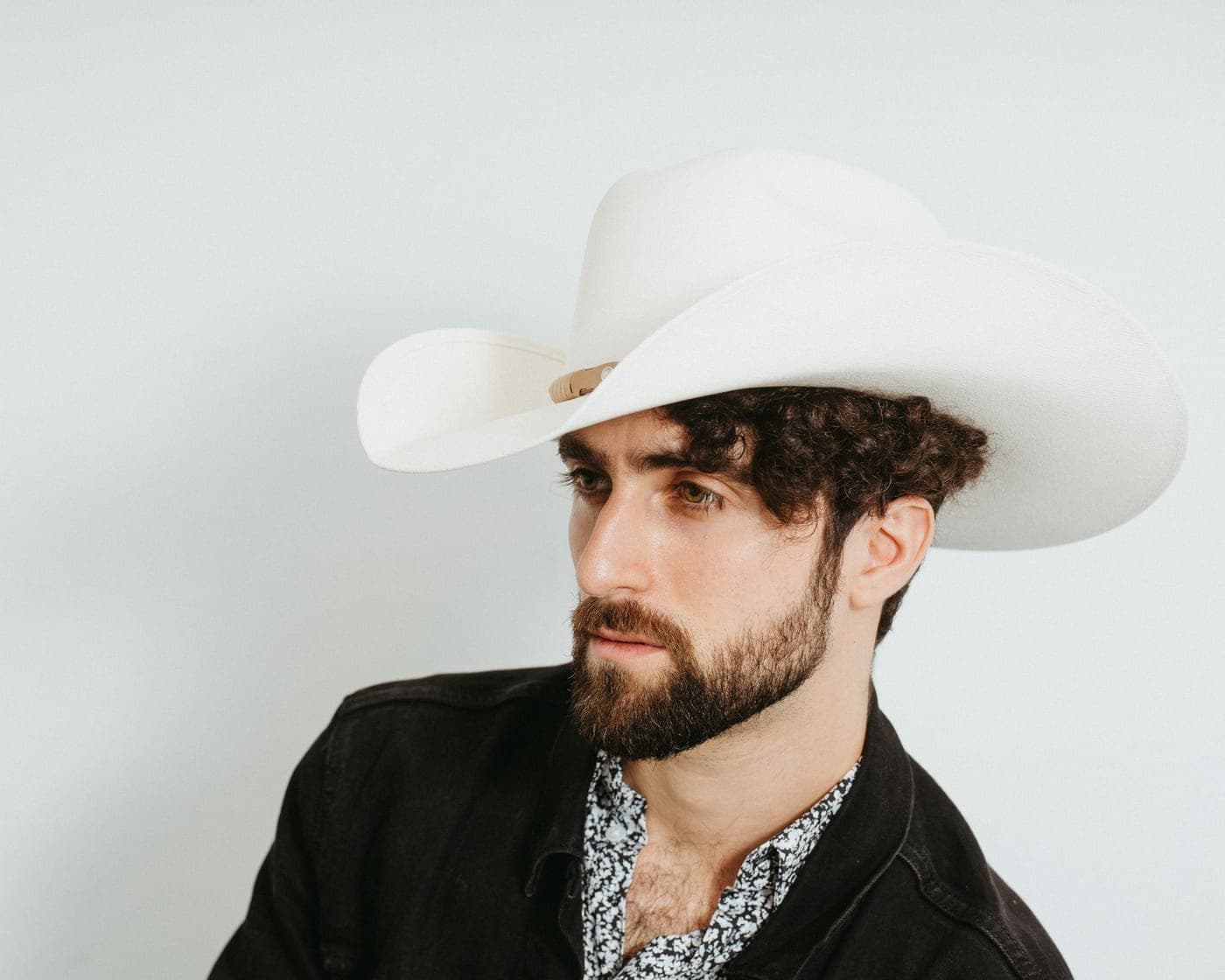 A felt cowboy hat photographed close up